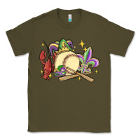 Army Green mardi gras baseball Classic Tee - MaliasSmallBusiness