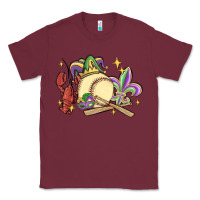 Burgundy mardi gras baseball Classic Tee - MaliasSmallBusiness