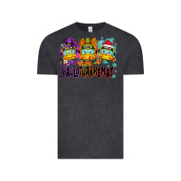 Vintage Black Happy Hallothanksmas school bus Vintage Tee - NancyCooperArtShop