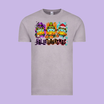 Happy Hallothanksmas School Bus Vintage Tee Designed By Nancycooperartshop