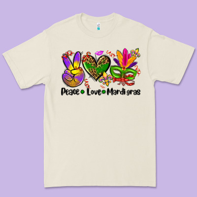Peace Love  Mardi Gras Premium Tee Designed By Adodesignshop