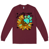 Burgundy life is better with cats Long Sleeve Tee - NancyCooperArtShop