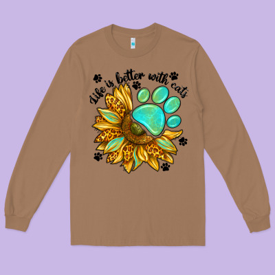 Life Is Better With Cats Long Sleeve Tee Designed By Nancycooperartshop