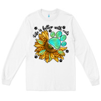 White life is better with cats Long Sleeve Tee - NancyCooperArtShop