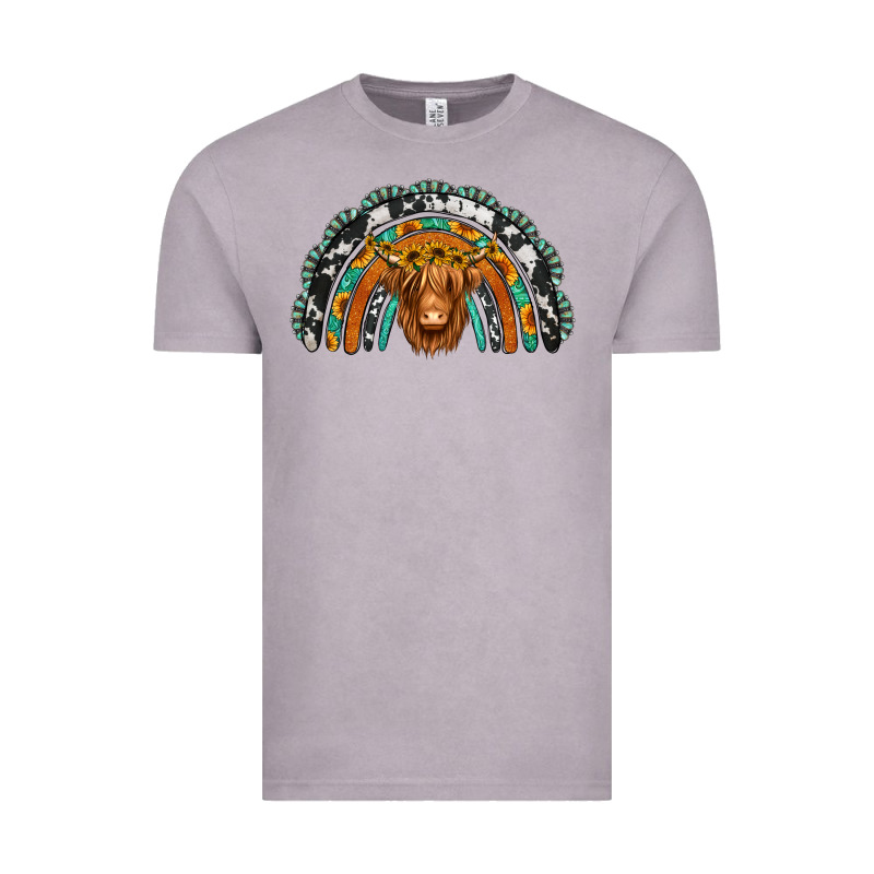 Turquoise Cowhide Sunflower Headband Highland Cow Vintage Tee by Jasminsmagicworld | Teevron