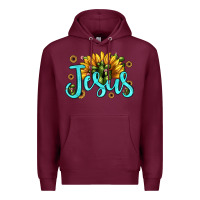 Burgundy jesus sunflower Premium Hoodie - JahusDesignShop