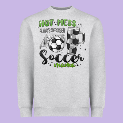 Hot Mess Always Stressed Soccer Mama Stanley Cup Heavyweight Sweatshirt Designed By Maliassmallbusiness