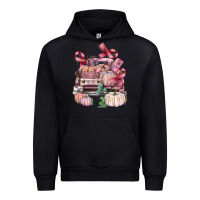 Black Breast Cancer truck with pumpkins Urban Hoodie - FaDigitalArtStudio