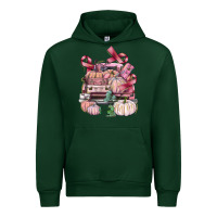 Forest Green Breast Cancer truck with pumpkins Urban Hoodie - FaDigitalArtStudio