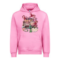 Fuchsia Pink Breast Cancer truck with pumpkins Urban Hoodie - FaDigitalArtStudio