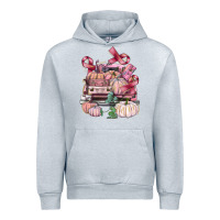 Heather Grey Breast Cancer truck with pumpkins Urban Hoodie - FaDigitalArtStudio