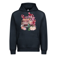 Navy Breast Cancer truck with pumpkins Urban Hoodie - FaDigitalArtStudio