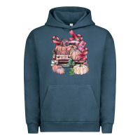 Pigment Midnight Navy Breast Cancer truck with pumpkins Urban Hoodie - FaDigitalArtStudio