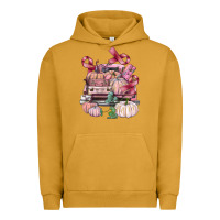Pigment Peanut Butter Breast Cancer truck with pumpkins Urban Hoodie - FaDigitalArtStudio