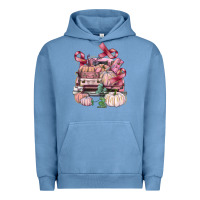 Pigment Pebble Blue Breast Cancer truck with pumpkins Urban Hoodie - FaDigitalArtStudio
