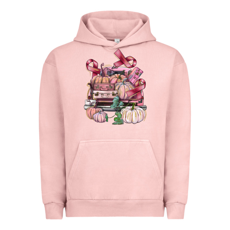 Breast Cancer Truck With Pumpkins Urban Hoodie by FaDigitalArtStudio | Teevron