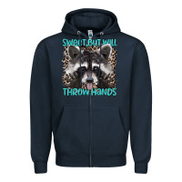 Navy sweet but will throw hands Zipper Hoodie - Artiststas