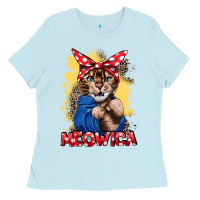 Baby Blue Meowica 4th of july Ladies Tee - CowGirlArtShop