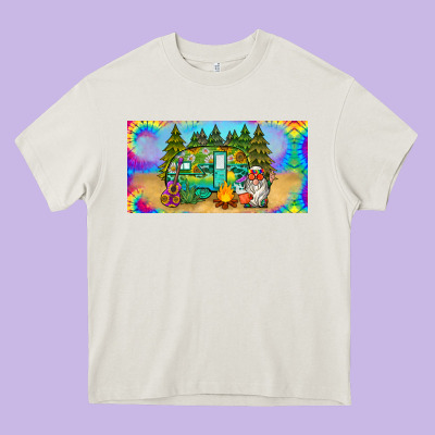 Hippie Soul License Plate Heavy Core Tee Designed By Barkaloodesign
