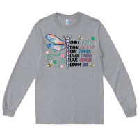 Heather Grey dragonfly smile tink give laugh love dream Long Sleeve Tee - MaliasSmallBusiness