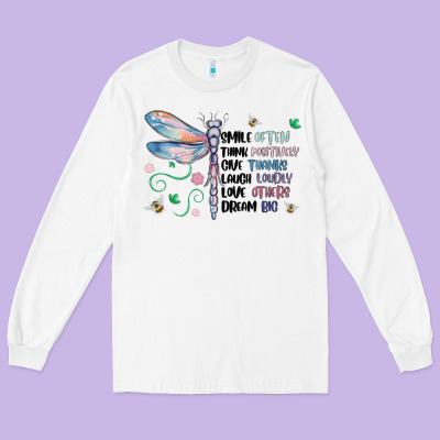 Dragonfly Smile Tink Give Laugh Love Dream Long Sleeve Tee Designed By Maliassmallbusiness