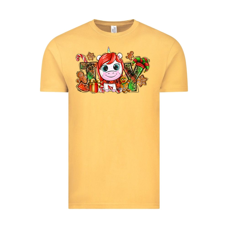 Joy Unicorn Christmas Vintage Tee by NancyCooperArtShop | Teevron