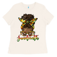Bone juneteenth black woman messy bun Ladies Tee - HRA Design Shop