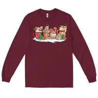 Burgundy christmas cookie coffe cups Long Sleeve Tee - MaliasSmallBusiness