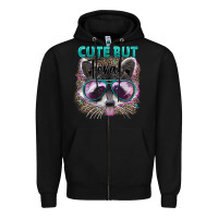 Black cute but feral Zipper Hoodie - Artiststas