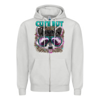 Dove Grey cute but feral Zipper Hoodie - Artiststas