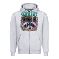 Heather Grey cute but feral Zipper Hoodie - Artiststas