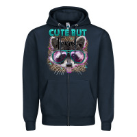 Navy cute but feral Zipper Hoodie - Artiststas