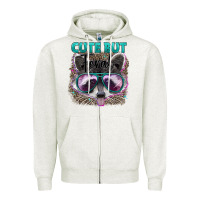 Oatmeal Heather cute but feral Zipper Hoodie - Artiststas