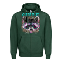 Sports Green cute but feral Zipper Hoodie - Artiststas