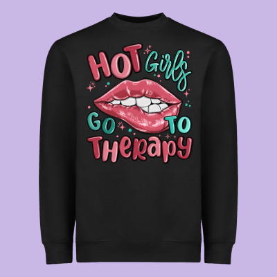 Hot Girls Go To Therapy Heavyweight Sweatshirt Designed By Maliassmallbusiness