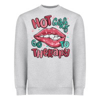 Heather Grey hot girls go to therapy Heavyweight Sweatshirt - MaliasSmallBusiness