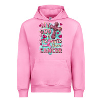 Fuchsia Pink My God is stronger than Cancer Urban Hoodie - FaDigitalArtStudio