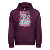 Mauve Wine My God is stronger than Cancer Urban Hoodie - FaDigitalArtStudio