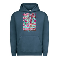 Pigment Midnight Navy My God is stronger than Cancer Urban Hoodie - FaDigitalArtStudio