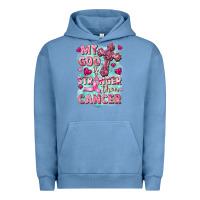 Pigment Pebble Blue My God is stronger than Cancer Urban Hoodie - FaDigitalArtStudio