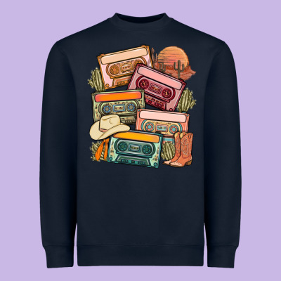 Customized Country Cassette Tapes Heavyweight Sweatshirt Designed By Maliassmallbusiness