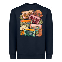 Navy customized country cassette tapes Heavyweight Sweatshirt - MaliasSmallBusiness