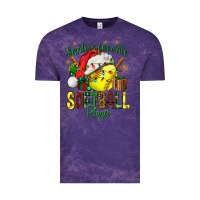 Cloud Purple Santa's Favorite Softball player Vintage Tee - NancyCooperArtShop