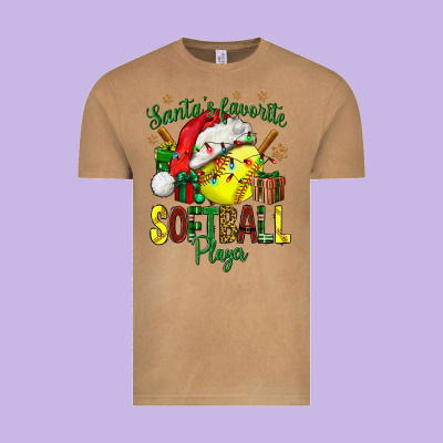 Santa's Favorite Softball Player Vintage Tee Designed By Nancycooperartshop