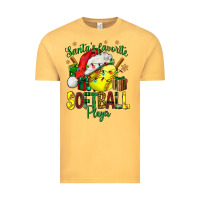 Vintage Mustard Santa's Favorite Softball player Vintage Tee - NancyCooperArtShop