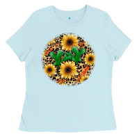 Baby Blue leopard cactus sunflower Ladies Tee - JahusDesignShop