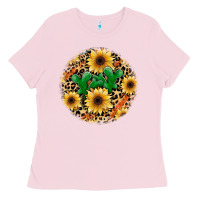 Bubblegum Pink leopard cactus sunflower Ladies Tee - JahusDesignShop