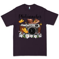 Plum photographer floral butterfly film roll vintage camera Premium Tee - FaDigitalArtStudio