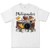White photographer floral butterfly film roll vintage camera Premium Tee - FaDigitalArtStudio