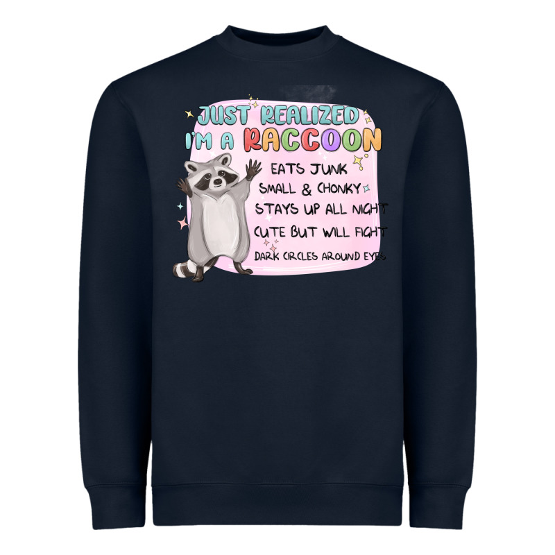 Just Realized Im A Raccoon Heavyweight Sweatshirt by MaliasSmallBusiness | Teevron